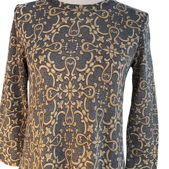 J. McLaughlin Metallic Scroll Long Sleeve Dress XS - Picture 2 of 8